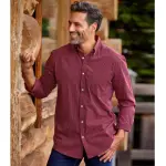 Chemise en popeline raye bordeaux