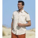 Chemisette en popeline flamm�e d�sert