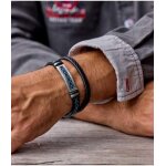 Double bracelet simili - cuir et acier