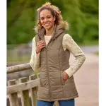 Doudoune longue sans manches  capuche amovible