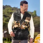 Gilet polaire sans manches motifs loups