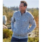 Gilet tricot zippé bleu chiné Gilet tricot zippé bleu chiné