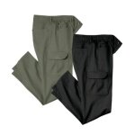 Lot de 2 pantalons 7 poches taille semi - �lastiqu�e