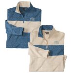 Lot de 2 sweats molleton bicolores Lot de 2 sweats molleton bicolores