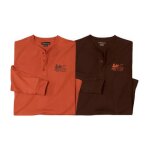 Lot de 2 tee - shirts col boutonné unis Lot de 2 tee - shirts col boutonné unis