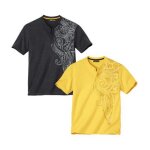 Lot de 2 tee - shirts col tunisien imprim maori