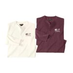 Lot de 2 tee - shirts col tunisien unis