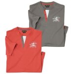 Lot de 2 tee - shirts double col iles tropicales Lot de 2 tee - shirts double col iles tropicales