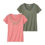 Lot de 2 tee - shirts � imprim� collier