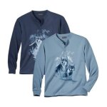 Le lot de 2 tee - shirts loups col boutonn�