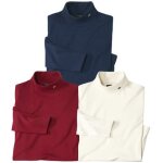 Lot de 3 sous - pulls col roul unis