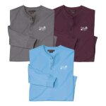 Lot de 3 tee - shirts col boutonné unis Lot de 3 tee - shirts col boutonné unis