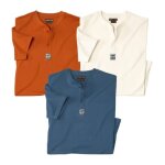 Lot de 3 tee - shirts col tunisien unis�