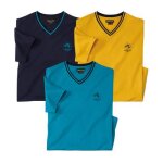 Lot de 3 tee - shirts col v surfing coast