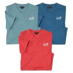 Lot de 3 tee - shirts col v travel