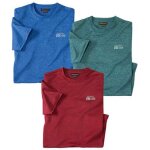 Lot de 3 tee - shirt jersey polyester chiné Lot de 3 tee - shirt jersey polyester chiné