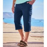 Pantacourt cargo en jean stretch confort