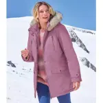 Parka � capuche fausse fourrure rose