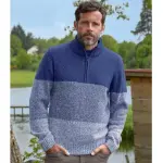 Pull camionneur en tricot moulin bleu