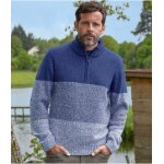 Pull camionneur en tricot mouliné bleu Pull camionneur en tricot mouliné bleu