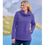 Pull polaire brod� finitions tricot