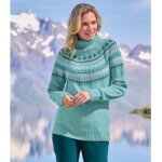 Pull tricot col roul� � motifs jacquard