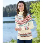 Pull tricot jacquard � col roul�