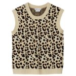 Pull tricot sans manches � motifs l�opard