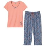 Pyjama d t en coton fleuri