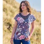 Tee - shirt � fleurs col fantaisie�