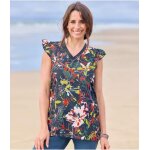 Tunique bi - matire fleurie  volants