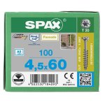 100 vis torx tête fraisée autoforeuse 4, 5x60 spax cut inox a2 - façade bois résineux 100 vis torx tête fraisée autoforeuse 4, 5x60 spax cut inox a2 - façade bois résineux