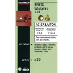 25 rivets tubulaires acier / laiton  8 x 12 mm