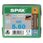 400 vis torx autoforeuse 5x60 spax - deck inox a2 - terrasse bois xotique