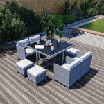 8 places - ensemble encastrable salon / table de jardin résine tressée - gris / ecru - munga 8 8 places - ensemble encastrable salon / table de jardin résine tressée - gris / ecru - munga 8