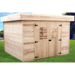 Abri bois massif toit plat 28mm 14. 75m2