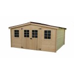 Abri madriers bois massif grande faade 4m / 28mm / 12. 65m2