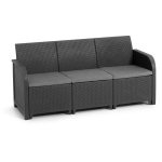 Allibert by keter - salon de jardin sanremo 5 places et table basse - imitation rotin tresse - gris graphite ...