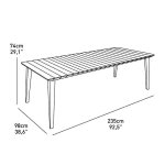 Allibert jardin table lima 240cm 6 - 10 personnes avec allonge - graphite