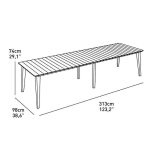 Allibert jardin table lima 320 8 - 10 personnes avec allonge - design contemporain - blanc