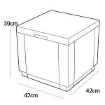 Allibert jardin table - pouf avec coussin et rangement integre - imitation rotin tresse graphite