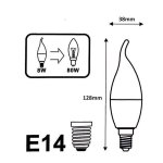 Ampoule e14 led flamme 8w 220v 38mm - blanc chaud 2300k - 3500k - silamp