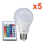 Ampoule e27 led 5w 220v rgb (pack de 5) - silamp