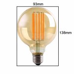 Ampoule e27 led filament 6w 220v cob g95 360 globe fum - blanc chaud 2300k - 3500k - silamp