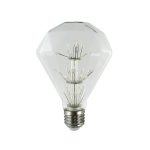 Ampoule led e27 diamant diamond transparent verre h14cm