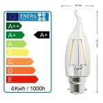 Ampoule led flamme coup de vent filament 4 watt (q. 42 watt) culot b22  baonnette