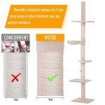 Arbre À chat poteau À griffer l40 x l 34 x h 230 - 260 cm 5 niveaux d'activités beige Arbre À chat poteau À griffer l40 x l 34 x h 230 - 260 cm 5 niveaux d'activités beige