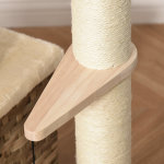 Arbre  chats style cosy chic griffoirs sisal naturel niche 3 plateformes 2 jeux boules peluche courte ...