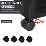 Armoire penderie �tag�re 2 niches penderie 4 roulettes pivotantes dim. 60l x 40l x 128h cm noir