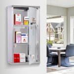 Armoire  pharmacie 2 tagres 3 niveaux verrouillable porte verre tremp dpoli logo croix 25l x 12l ...